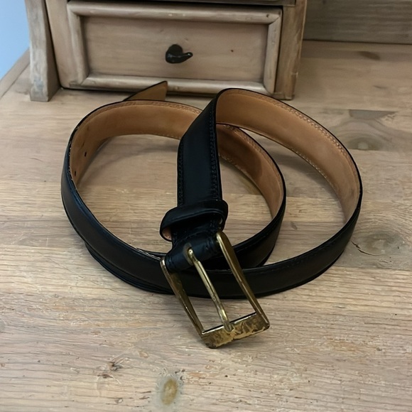 Men’s Leather Belt Italian Full Grain Top & Lining Brass Buckle Size 40 Black - Picture 6 of 7